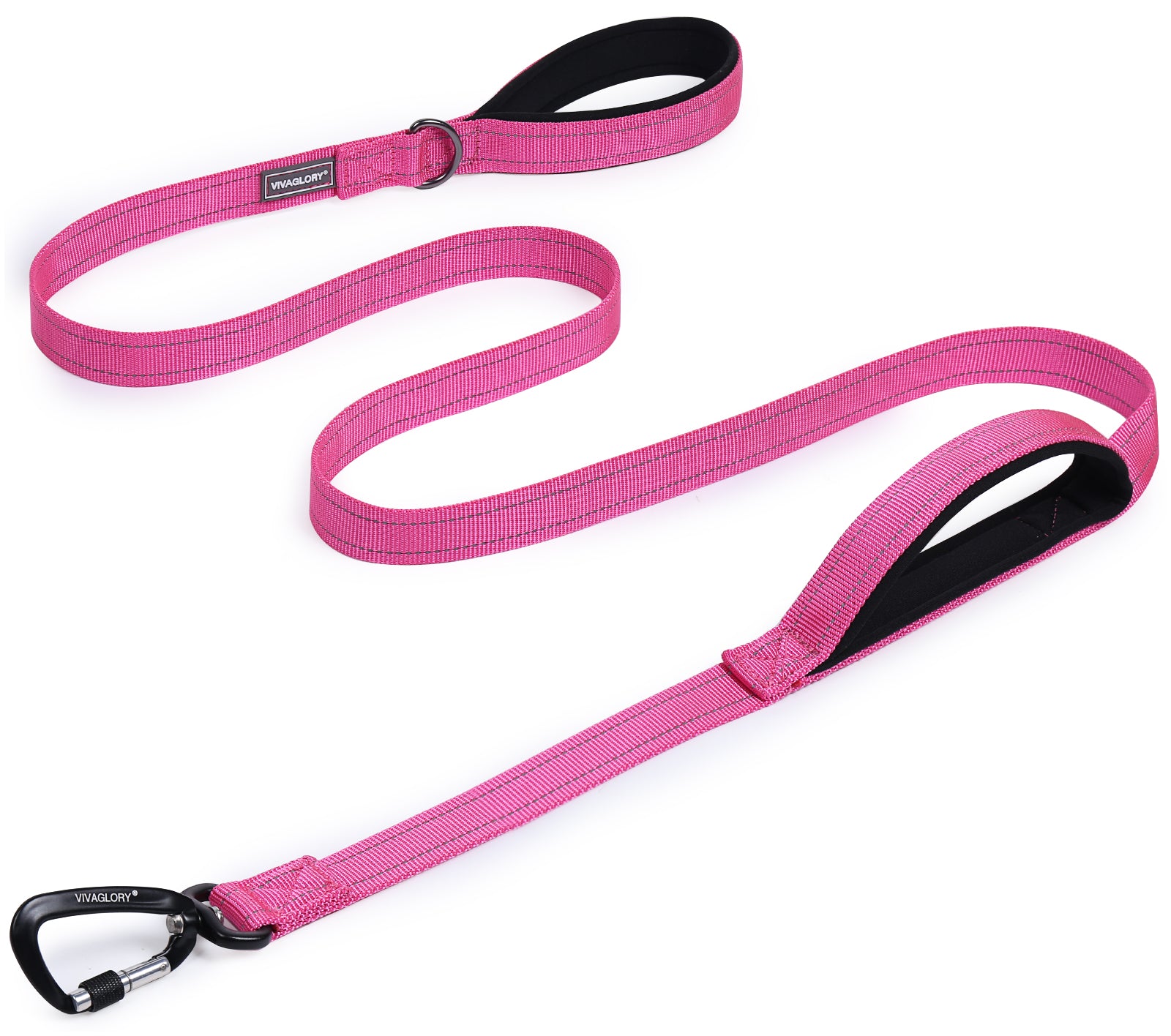 VIVAGLORY Dog Leash Traffic Padded Two Handles Heavy Duty Reflective