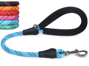 VIVAGLORY new Short Dog Leash with Comfortable Padded Handle, 18IN Durable Rope Short Walking & Training Leashes for Dogs with Highly Reflective Threads for Medium & Large Dog