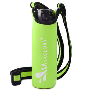 Vivaglory Insulated Neoprene Water Bottle Holder Sling with Wide Adjustable Shoulder Strap, Great for Stainless Steel and Plastic Bottles, Sport and Energy Drinks