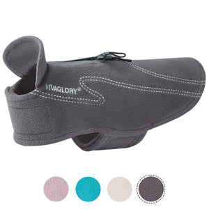 Vivaglory Dog Fleece Coat Warm Jacket with Hook and Loop Fastener, Easy to Take on and Off, Winter Vest Sweater for Small Medium Large Dogs Puppy Windproof Clothes for Cold Weather