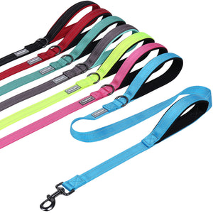VIVAGLORY Dog Leash Traffic Padded Two Handles, Heavy Duty Reflective Leashes for Control Safety Training, Walking Lead for Small to Large Dogs