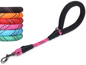 VIVAGLORY new Short Dog Leash with Comfortable Padded Handle, 18IN Durable Rope Short Walking & Training Leashes for Dogs with Highly Reflective Threads for Medium & Large Dog