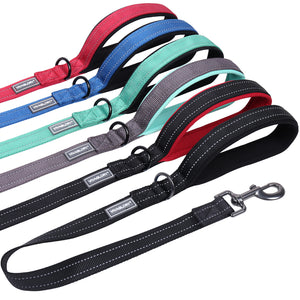 VIVAGLORY Short Dog Leash with Padded Handle, Double Webbing Nylon Reflective Pet Leashes for Training & Walking, Dog Lead for Medium & Large Dogs