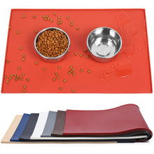 Load image into Gallery viewer, Vivaglory Pet Food Mat 24&quot; L x 16&quot; W or 19&quot; L x 12&quot; W, Waterproof Non-Slip Food Grade Silicone Mat with Raised Edge, Anti-Messy Dog Bowl Mat for Food and Water for Dogs Cats