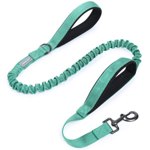 VIVAGLORY Heavy Duty Bungee Dog Leash, Dual Padded Handles No Pull Reflective Training Dog Leash with Traffic Handle for Medium Large Dogs with Adjustable Sizes (4FT-5.5FT)