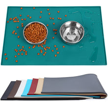 Load image into Gallery viewer, Vivaglory Pet Food Mat 24&quot; L x 16&quot; W or 19&quot; L x 12&quot; W, Waterproof Non-Slip Food Grade Silicone Mat with Raised Edge, Anti-Messy Dog Bowl Mat for Food and Water for Dogs Cats