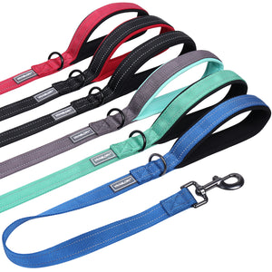 VIVAGLORY Short Dog Leash with Padded Handle, Double Webbing Nylon Reflective Pet Leashes for Training & Walking, Dog Lead for Medium & Large Dogs