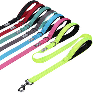 VIVAGLORY Dog Leash Traffic Padded Two Handles, Heavy Duty Reflective Leashes for Control Safety Training, Walking Lead for Small to Large Dogs