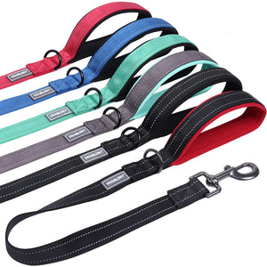 VIVAGLORY Short Dog Leash with Padded Handle, Double Webbing Nylon Reflective Pet Leashes for Training & Walking, Dog Lead for Medium & Large Dogs