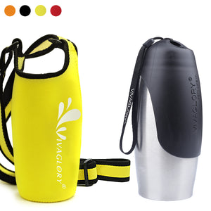 VIVAGLORY 25oz Stainless Steel Water Bottle & Neoprene Bottle Carrier Combo, Dog Drinking Bottles and Water Bottle Holder, Great for Hiking & Traveling with Pets