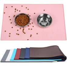 Load image into Gallery viewer, Vivaglory Pet Food Mat 24&quot; L x 16&quot; W or 19&quot; L x 12&quot; W, Waterproof Non-Slip Food Grade Silicone Mat with Raised Edge, Anti-Messy Dog Bowl Mat for Food and Water for Dogs Cats