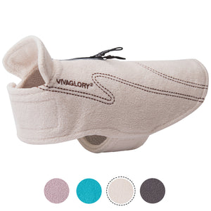 Vivaglory Dog Fleece Coat Warm Jacket with Hook and Loop Fastener, Easy to Take on and Off, Winter Vest Sweater for Small Medium Large Dogs Puppy Windproof Clothes for Cold Weather