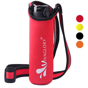 Vivaglory Insulated Neoprene Water Bottle Holder Sling with Wide Adjustable Shoulder Strap, Great for Stainless Steel and Plastic Bottles, Sport and Energy Drinks