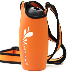 VIVAGLORY 25oz Stainless Steel Water Bottle & Neoprene Bottle Carrier Combo, Dog Drinking Bottles and Water Bottle Holder, Great for Hiking & Traveling with Pets