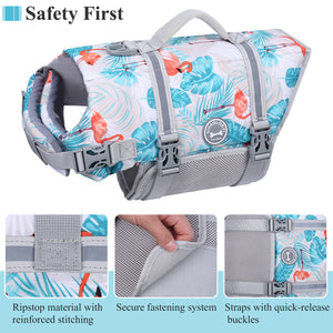VIVAGLORY Ripstop New Dog Life Jacket for Small Medium Large Dogs Boating, Dog Swimming Vest with Enhanced Buoyancy & Visibility