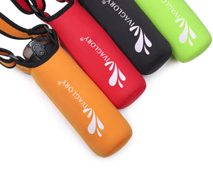 Vivaglory Insulated Neoprene Water Bottle Holder Sling with Wide Adjustable Shoulder Strap, Great for Stainless Steel and Plastic Bottles, Sport and Energy Drinks