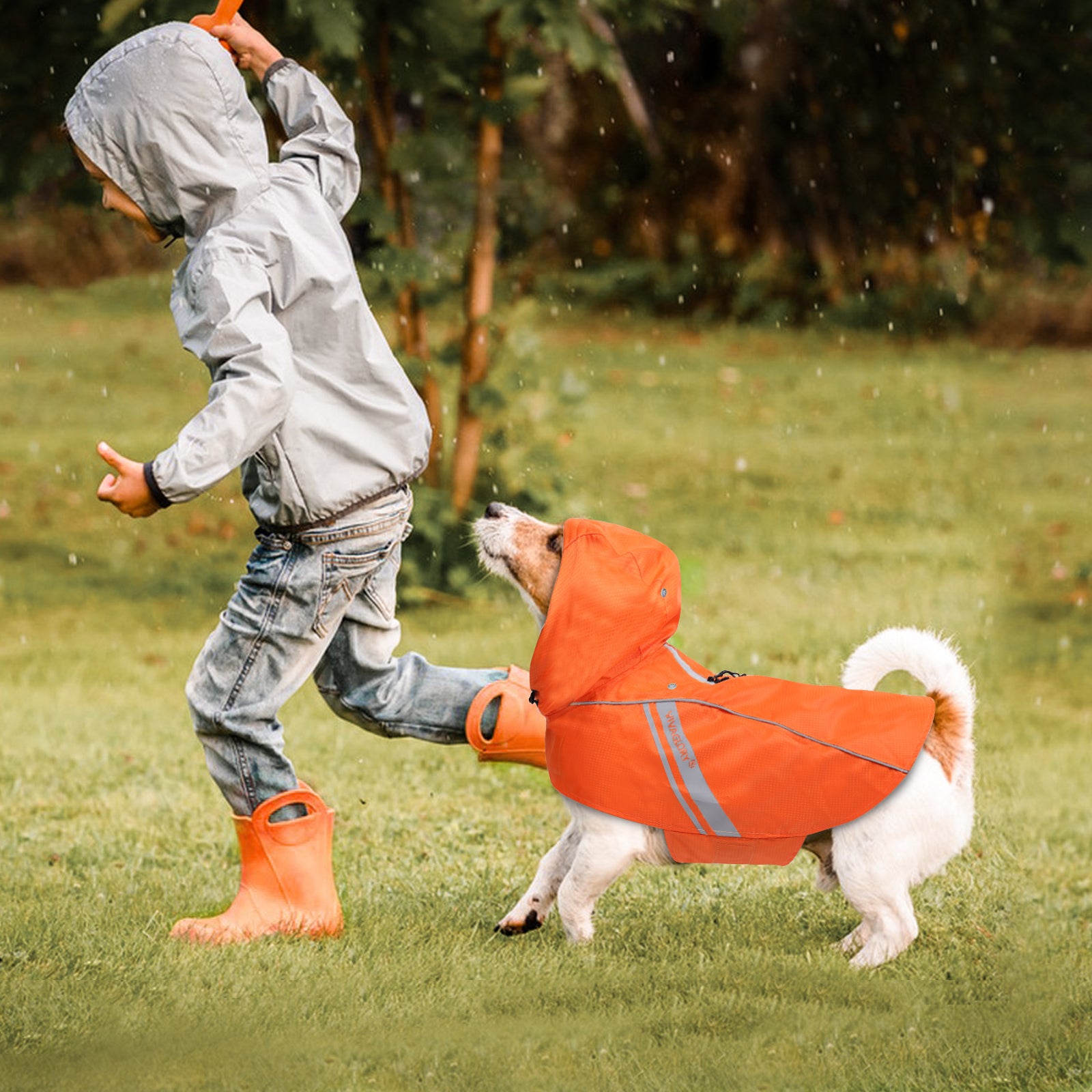 VIVAGLORY new Dog Raincoat for Medium Dogs, Easy on Off Pet Rain Clo