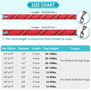 VIVAGLORY Strong Rope Dog Leash with Thick Neoprene Padded Handle