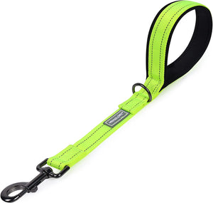 VIVAGLORY Short Dog Leash with Padded Handle, Double Webbing Nylon Reflective Pet Leashes for Training & Walking, Dog Lead for Medium & Large Dogs