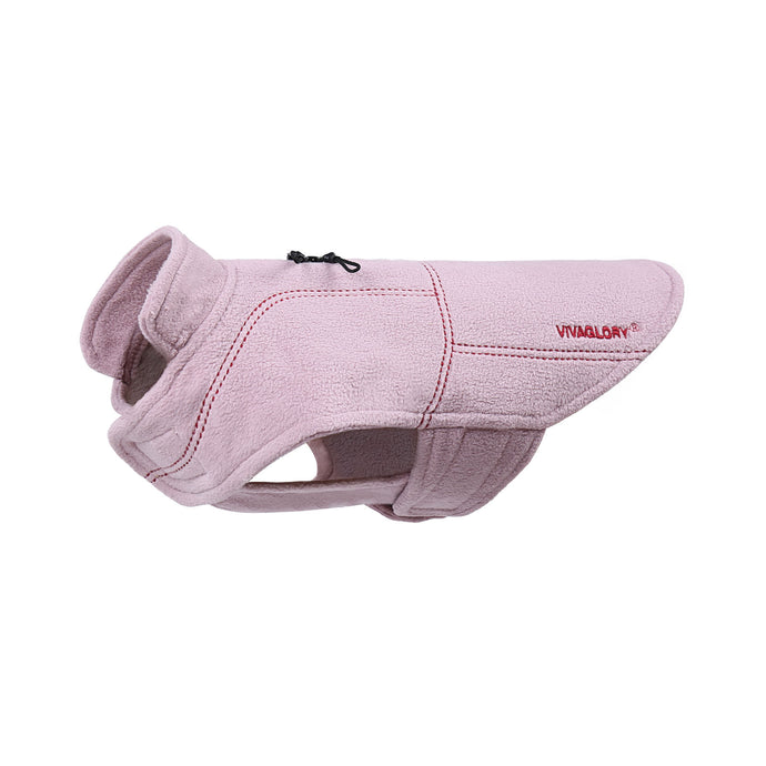 Vivaglory Fleece Vest Dog Cold Weather Sweater for Small Dogs, Adjustable Winter Warm Clothes with Two-Way Zipper Opening, Reflective Coats Pet Jacket for Puppies Small Medium Large Dogs