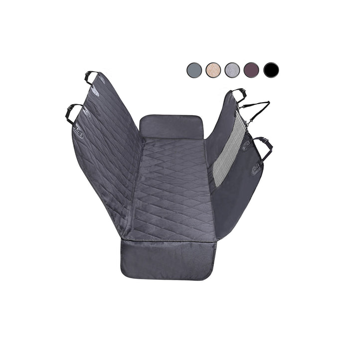 Vivaglory Dog Seat Covers, Mesh Visual Window with Extra Strap & Buckles for Safety, Durable & Quilted Dog Car Hammock with Side Flaps, Universal fit for Most Cars
