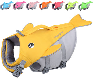 VIVAGLORY Sports Style Dog Life Jacket, Reflective Life Vest with Safety Light Loop for Safer Night,Ripstop Whale-Shape Lifesaver with Enhanced Buoyancy and Rescue Handle for SwimmingBoating