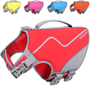 Vivaglory New Neoprene Sports Style Dog Life Jackets, Snug & Safer Dog Life Vest with Superior Buoyancy & Rescue Handle
