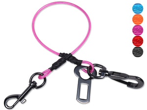 Vivaglory Chew-Proof Dog Seat Belt, New 2-in-1 Multi-Functional Waterproof Dog Safety Belt, Heavy Duty Steel Rope Pet Car Seat Belt with 5 Sizes for Small to X-Large Dogs (16"/22"/28"/33"/37")