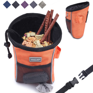 Vivaglory Dog Treat Bag, Hands-Free Puppy Training Pouch with Adjustable Waistband and Built-in Dog Waste Bag Dispenser