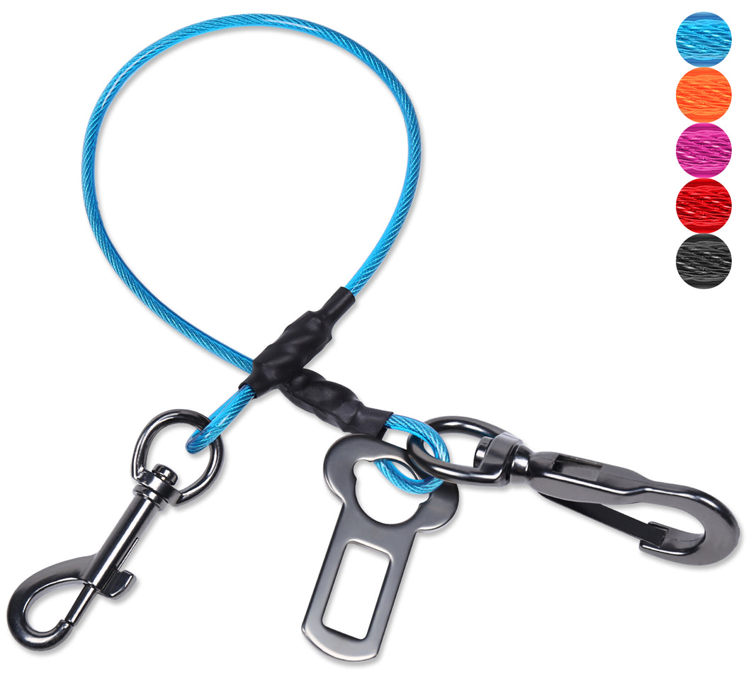 Vivaglory Chew-Proof Dog Seat Belt, New 2-in-1 Multi-Functional Waterproof Dog Safety Belt, Heavy Duty Steel Rope Pet Car Seat Belt with 5 Sizes for Small to X-Large Dogs (16