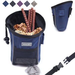 Vivaglory Dog Treat Bag, Hands-Free Puppy Training Pouch with Adjustable Waistband and Built-in Dog Waste Bag Dispenser
