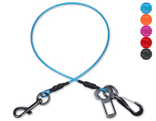 Load image into Gallery viewer, Vivaglory Chew-Proof Dog Seat Belt, New 2-in-1 Multi-Functional Waterproof Dog Safety Belt, Heavy Duty Steel Rope Pet Car Seat Belt with 5 Sizes for Small to X-Large Dogs (16&quot;/22&quot;/28&quot;/33&quot;/37&quot;)
