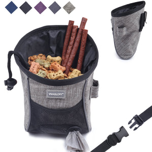 Vivaglory Dog Treat Bag, Hands-Free Puppy Training Pouch with Adjustable Waistband and Built-in Dog Waste Bag Dispenser