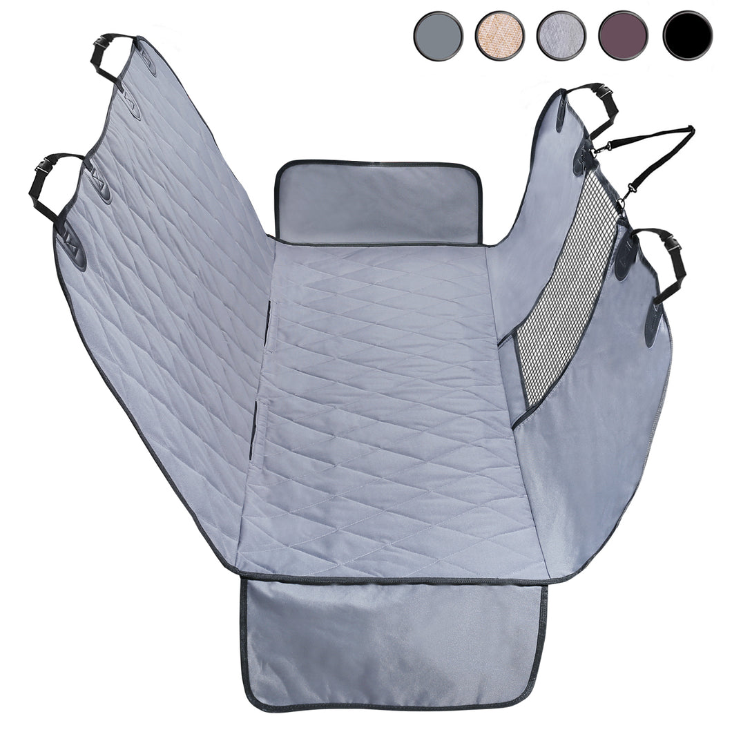 Vivaglory Dog Seat Covers, Mesh Visual Window with Extra Strap & Buckles for Safety, Durable & Quilted Dog Car Hammock with Side Flaps, Universal fit for Most Cars