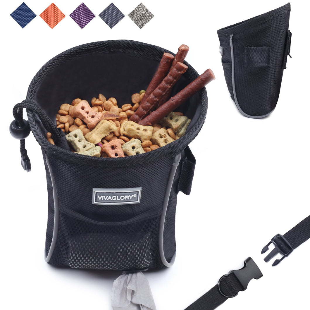 Vivaglory Dog Treat Bag, Hands-Free Puppy Training Pouch with Adjustable Waistband and Built-in Dog Waste Bag Dispenser
