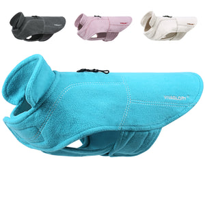 Vivaglory Fleece Vest Dog Cold Weather Sweater for Small Dogs, Adjustable Winter Warm Clothes with Two-Way Zipper Opening, Reflective Coats Pet Jacket for Puppies Small Medium Large Dogs