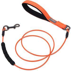 Vivaglory Chew Proof Dog Leash with Soft Foam and Reflective Padded Handle, Waterproof Vinyl Coated Twisted Stainless Steel Wire Rope Lead for Small Medium and Large Dogs