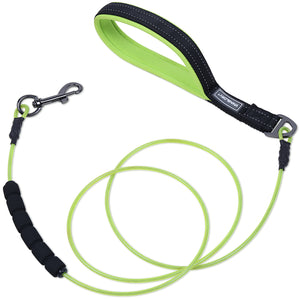 Vivaglory Chew Proof Dog Leash with Soft Foam and Reflective Padded Handle, Waterproof Vinyl Coated Twisted Stainless Steel Wire Rope Lead for Small Medium and Large Dogs