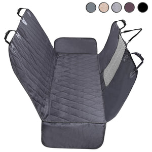 Vivaglory Dog Seat Covers, Mesh Visual Window with Extra Strap & Buckles for Safety, Durable & Quilted Dog Car Hammock with Side Flaps, Universal fit for Most Cars