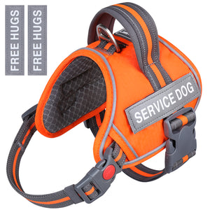 VIVAGLORY new Service Dog Vest, No Pull Dog Safety Harness with Padded Handle and Leash Clip for Comfy Control, Reflective Breathable Training Pet Vest with Removable Patches, Adjustable Fit