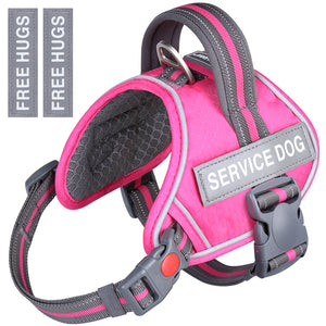 VIVAGLORY new Service Dog Vest, No Pull Dog Safety Harness with Padded Handle and Leash Clip for Comfy Control, Reflective Breathable Training Pet Vest with Removable Patches, Adjustable Fit