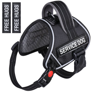 VIVAGLORY new Service Dog Vest, No Pull Dog Safety Harness with Padded Handle and Leash Clip for Comfy Control, Reflective Breathable Training Pet Vest with Removable Patches, Adjustable Fit
