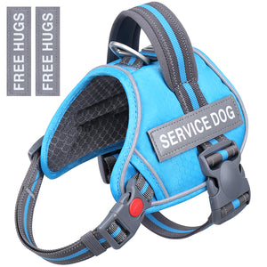 VIVAGLORY new Service Dog Vest, No Pull Dog Safety Harness with Padded Handle and Leash Clip for Comfy Control, Reflective Breathable Training Pet Vest with Removable Patches, Adjustable Fit