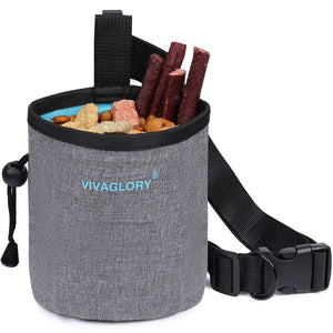 VIVAGLORY Dog Treat Bag, Hands-Free Puppy Training Pouch with Adjustable Waistband and Built-in Dog Waste Bag Dispenser
