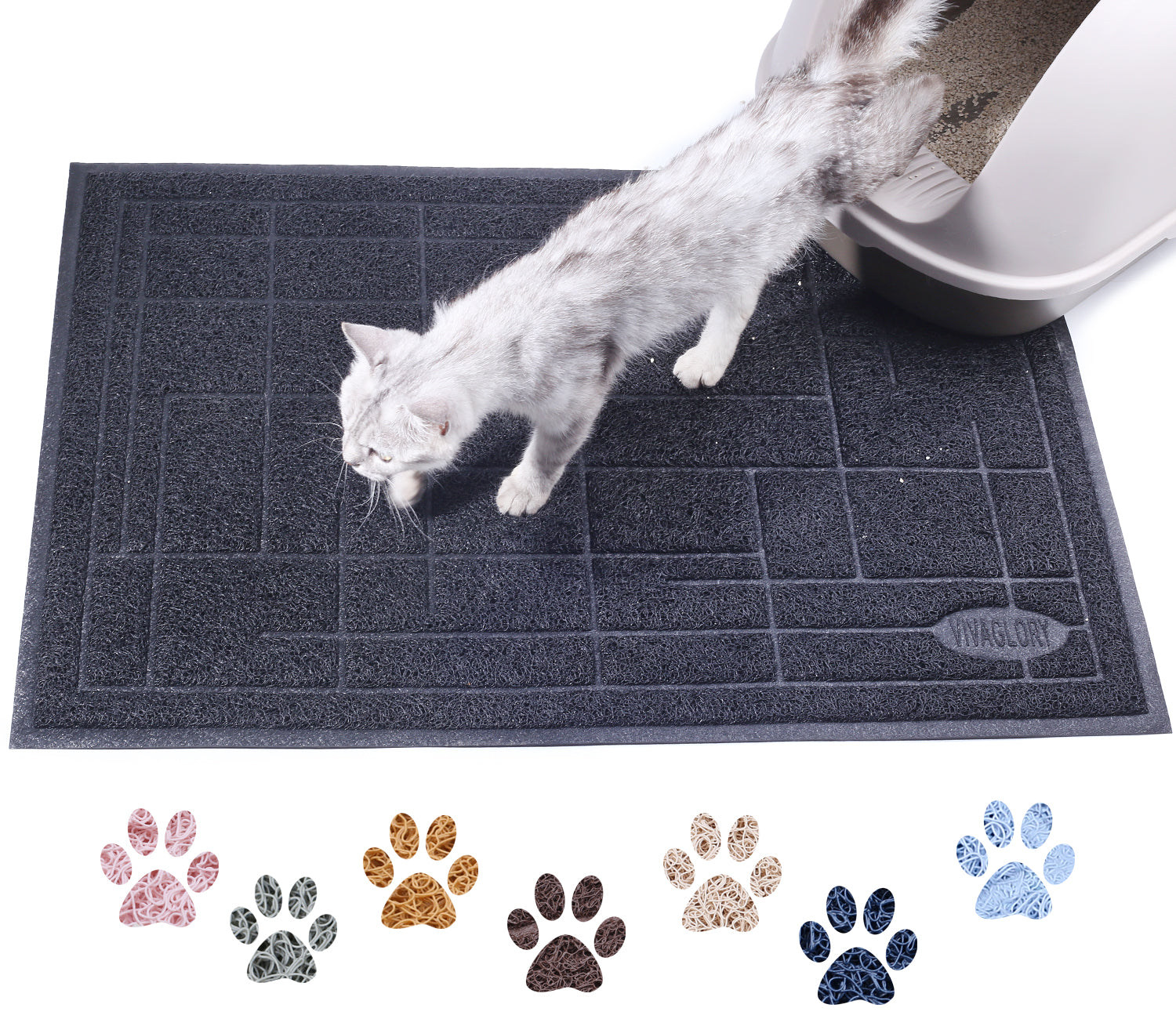 Vivaglory Cat Litter Mat, Extra Large (35×23) Durable Litter Box