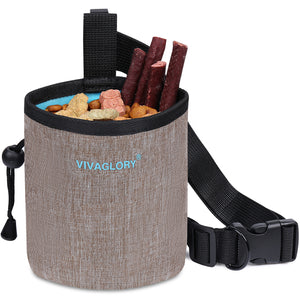 VIVAGLORY Dog Treat Bag, Hands-Free Puppy Training Pouch with Adjustable Waistband and Built-in Dog Waste Bag Dispenser