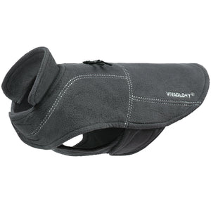 Vivaglory Fleece Vest Dog Cold Weather Sweater for Small Dogs, Adjustable Winter Warm Clothes with Two-Way Zipper Opening, Reflective Coats Pet Jacket for Puppies Small Medium Large Dogs