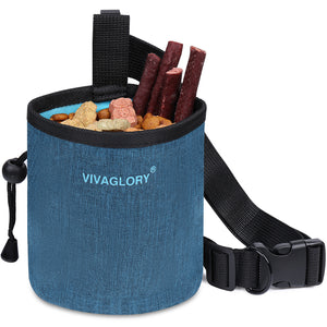VIVAGLORY Dog Treat Bag, Hands-Free Puppy Training Pouch with Adjustable Waistband and Built-in Dog Waste Bag Dispenser