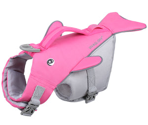 VIVAGLORY Sports Style Dog Life Jacket, Reflective Life Vest with Safety Light Loop for Safer Night,Ripstop Whale-Shape Lifesaver with Enhanced Buoyancy and Rescue Handle for SwimmingBoating