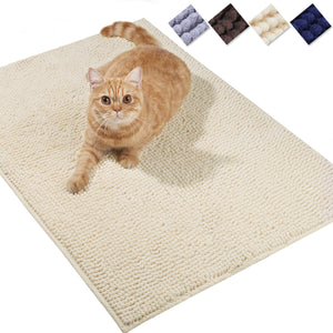 Vivaglory Cat Litter Mats, 31"× 20" Large or 35"× 25" Extra Large Super Soft Microfiber Pet Mats for Litter Boxes with Waterproof Back, Machine Washable